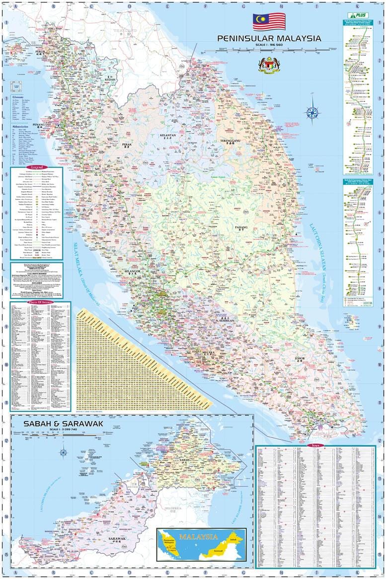 kartta-malesia road map & valtatie opas