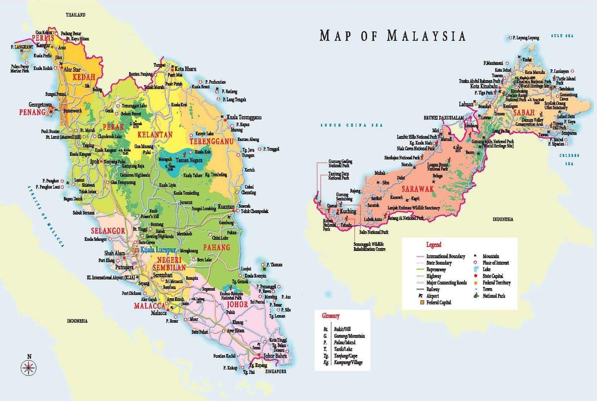 malesia turisti paikoissa kartta