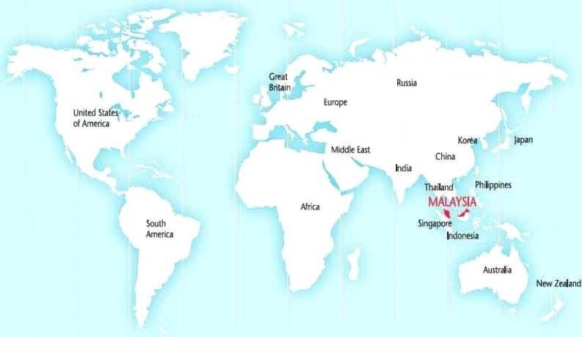 maailman kartta osoittaa malesia