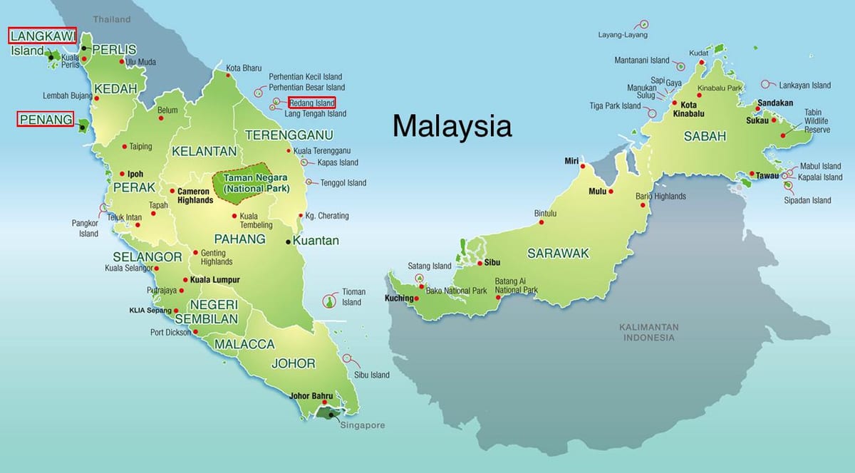kartta malesia beach resorts