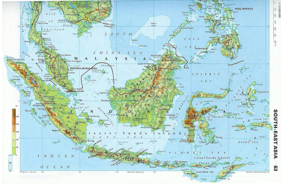 kartta malesia topografisia
