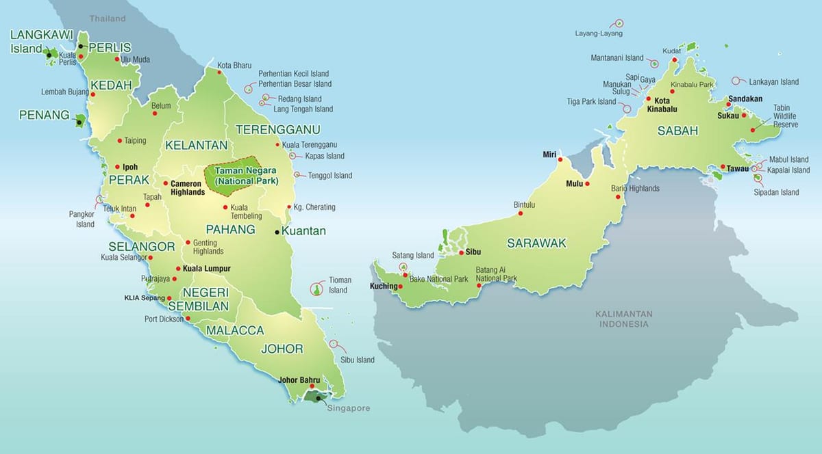 kartta malesia vuoret