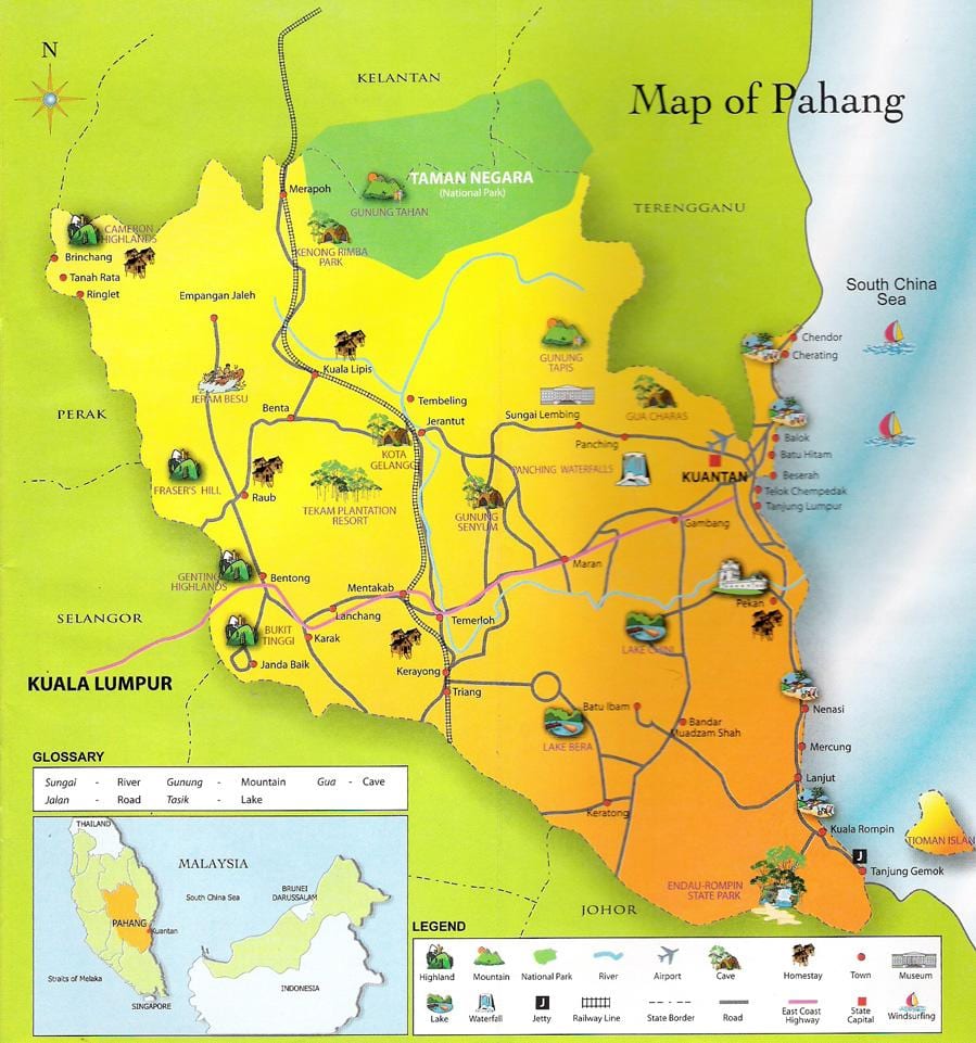 kartta pahang valtion malesiassa