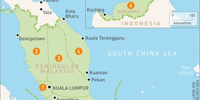 Malesia-alueiden kartta