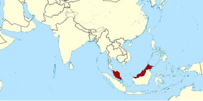 Kartta osoittaa malesia