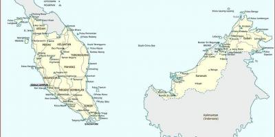 Malesian kaupungit kartta