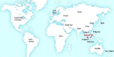 Maailman kartta osoittaa malesia