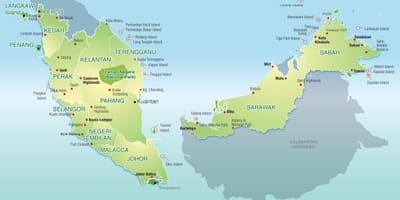 Kartta malesia vuoret